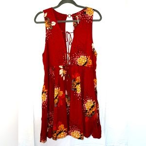 Free People red printed mini sundress